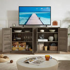 Buffet en rotin de 64,96W avec meuble de rangement à 4 portes - N/A