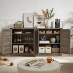 Buffet en rotin de 64,96W avec meuble de rangement à 4 portes - N/A
