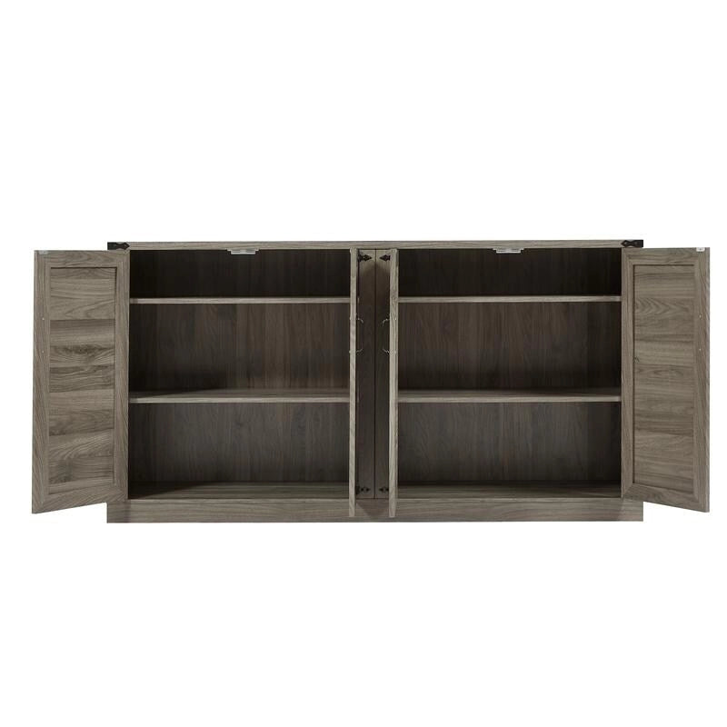 Buffet en rotin de 64,96W avec meuble de rangement à 4 portes - N/A
