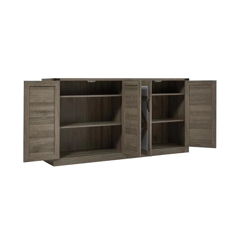 Buffet en rotin de 64,96W avec meuble de rangement à 4 portes - N/A