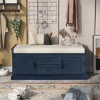 Banc de rangement avec 2 tiroirs et 2 placards, Banc à chaussures avec coussin amovible pour salon, entrée