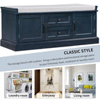 Banc de rangement avec 2 tiroirs et 2 placards, Banc à chaussures avec coussin amovible pour salon, entrée