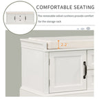 Banc de rangement avec 2 tiroirs et 2 placards, Banc à chaussures avec coussin amovible pour salon, entrée
