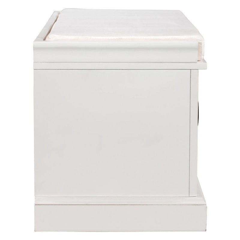 Banc de rangement avec 2 tiroirs et 2 placards, Banc à chaussures avec coussin amovible pour salon, entrée