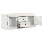 Banc de rangement avec 2 tiroirs et 2 placards, Banc à chaussures avec coussin amovible pour salon, entrée
