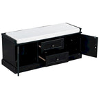 Banc de rangement avec 2 tiroirs et 2 placards, Banc à chaussures avec coussin amovible pour salon, entrée