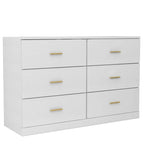Commode moderne blanche à 6 tiroirs pour chambre - Grande capacité de rangement, robuste et sûre