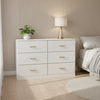 Commode moderne blanche à 6 tiroirs pour chambre - Grande capacité de rangement, robuste et sûre