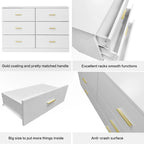 Commode moderne blanche à 6 tiroirs pour chambre - Grande capacité de rangement, robuste et sûre
