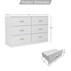 Commode moderne blanche à 6 tiroirs pour chambre - Grande capacité de rangement, robuste et sûre