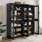Ensemble de 2 armoires de rangement de cuisine avec portes vitrées