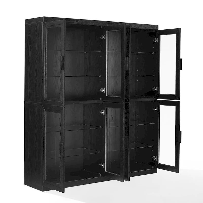 Ensemble de 2 armoires de rangement de cuisine avec portes vitrées