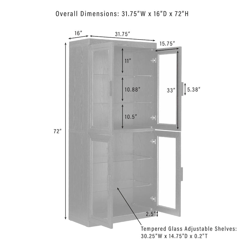 Ensemble de 2 armoires de rangement de cuisine avec portes vitrées