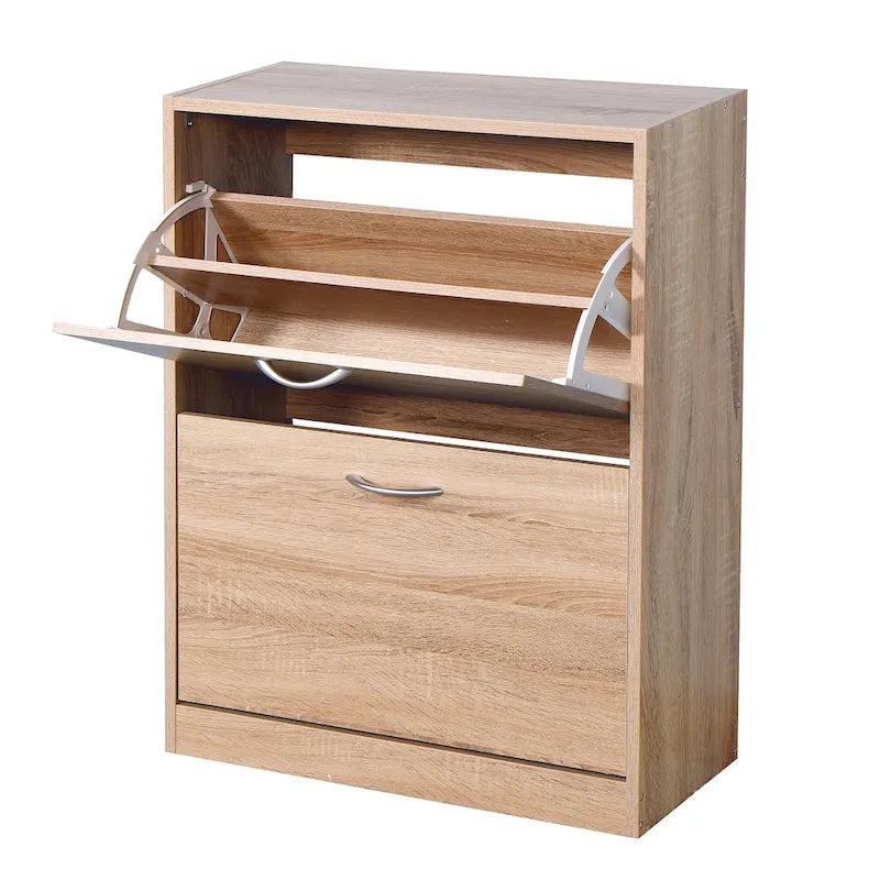 Meuble à chaussures en bois pour entrée, meuble de rangement à chaussures blanc avec 2 portes battantes 20,94x9,45x43,11 pouces