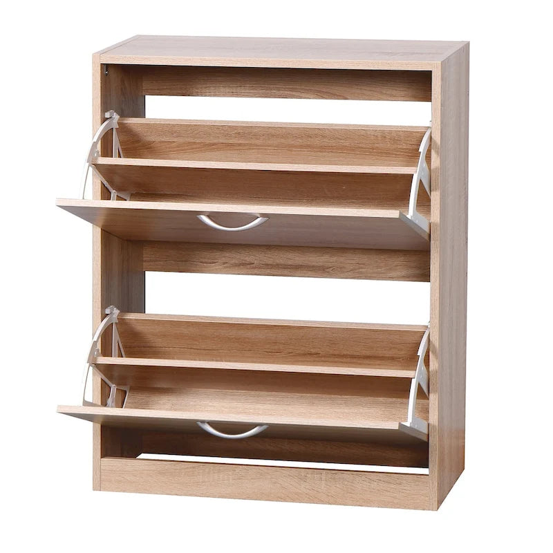 Meuble à chaussures en bois pour entrée, meuble de rangement à chaussures blanc avec 2 portes battantes 20,94x9,45x43,11 pouces