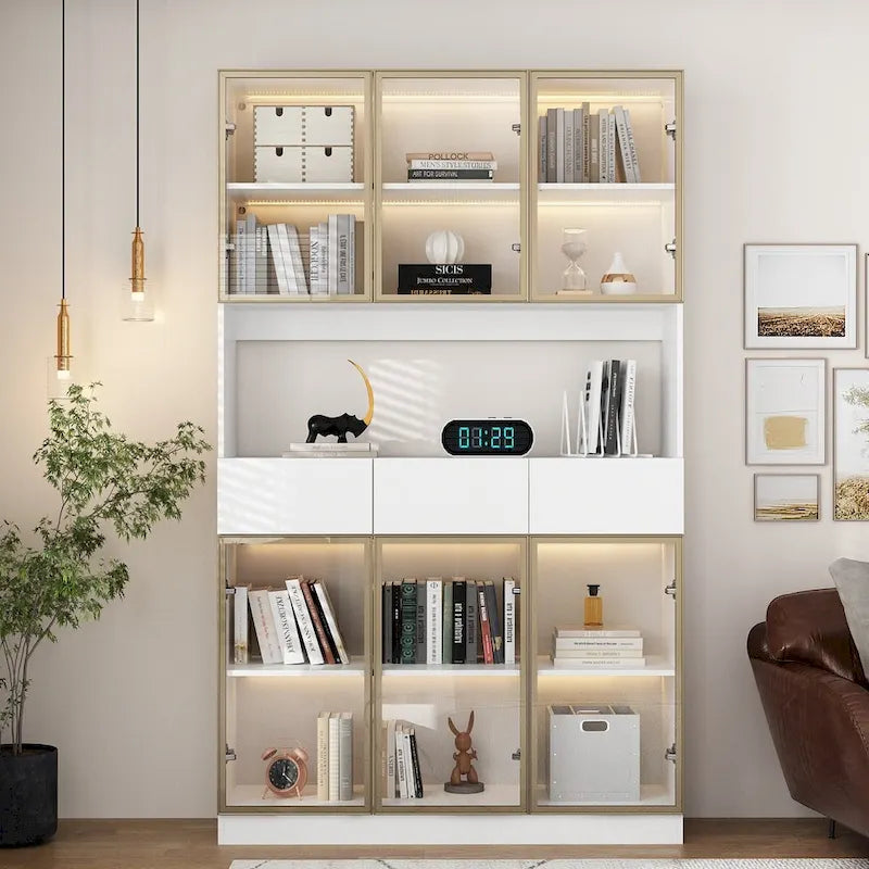 Vitrine haute modulaire élégante avec éclairage LED