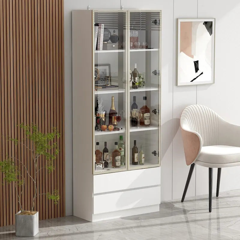 Vitrine haute modulaire élégante avec éclairage LED