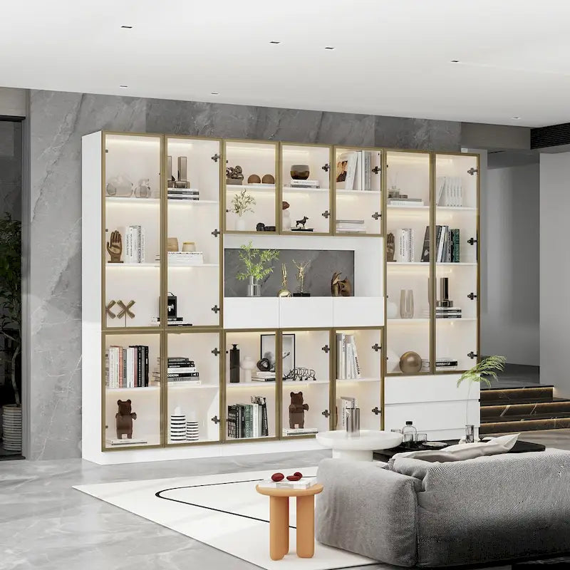 Vitrine haute modulaire élégante avec éclairage LED
