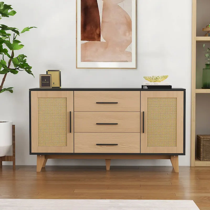 Meuble de rangement en rotin de 59 pouces