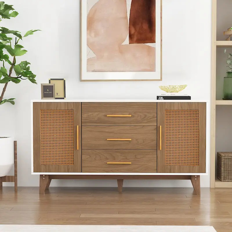 Meuble de rangement en rotin de 59 pouces