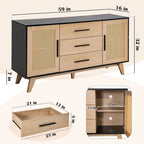 Meuble de rangement en rotin de 59 pouces