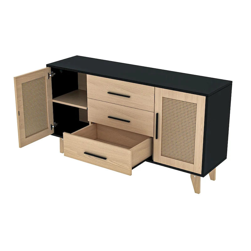 Meuble de rangement en rotin de 59 pouces