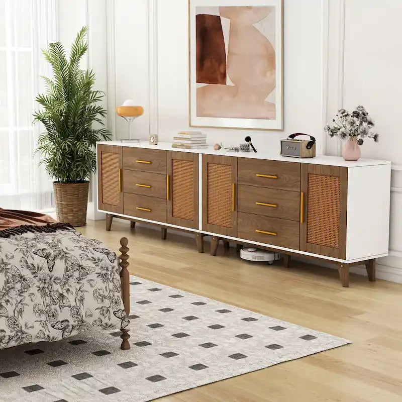 Meuble de rangement en rotin de 59 pouces