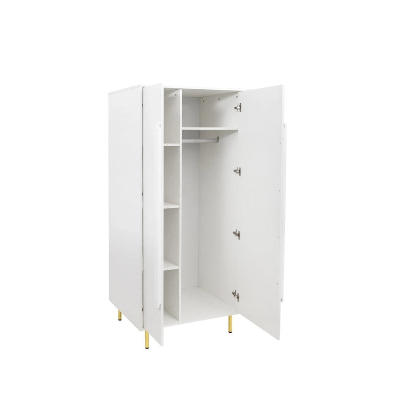 Armoire blanche moderne à 2 portes pour chambre à coucher