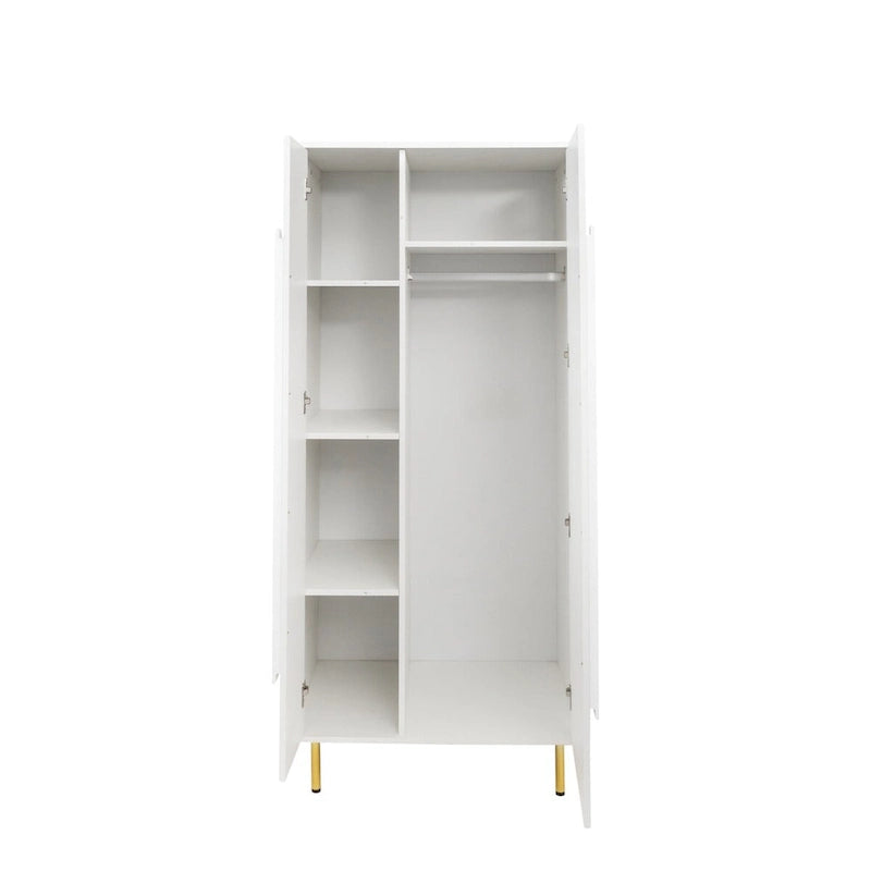 Armoire blanche moderne à 2 portes pour chambre à coucher