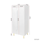 Armoire blanche moderne à 2 portes pour chambre à coucher