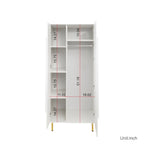 Armoire blanche moderne à 2 portes pour chambre à coucher