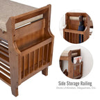 Banc de rangement à chaussures à 2 niveaux pour entrée en bambou - 39,6*11,6*19,6