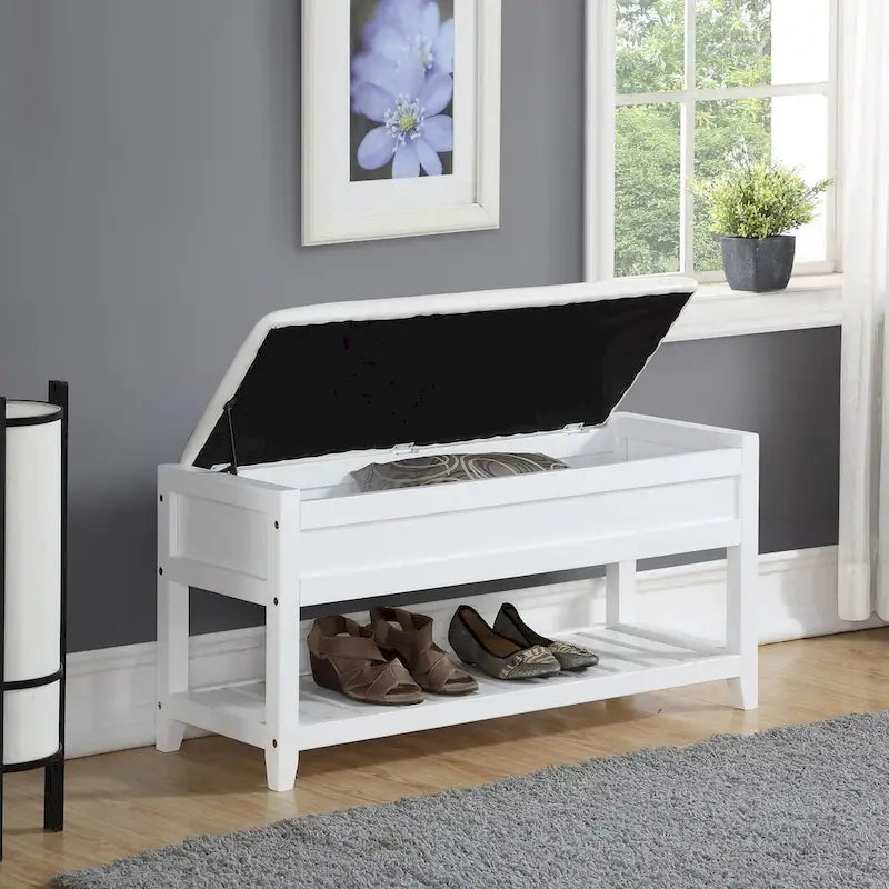Banc de rangement à chaussures en similicuir et bois