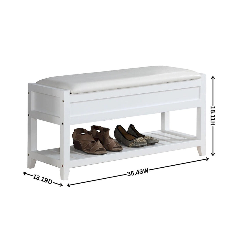 Banc de rangement à chaussures en similicuir et bois
