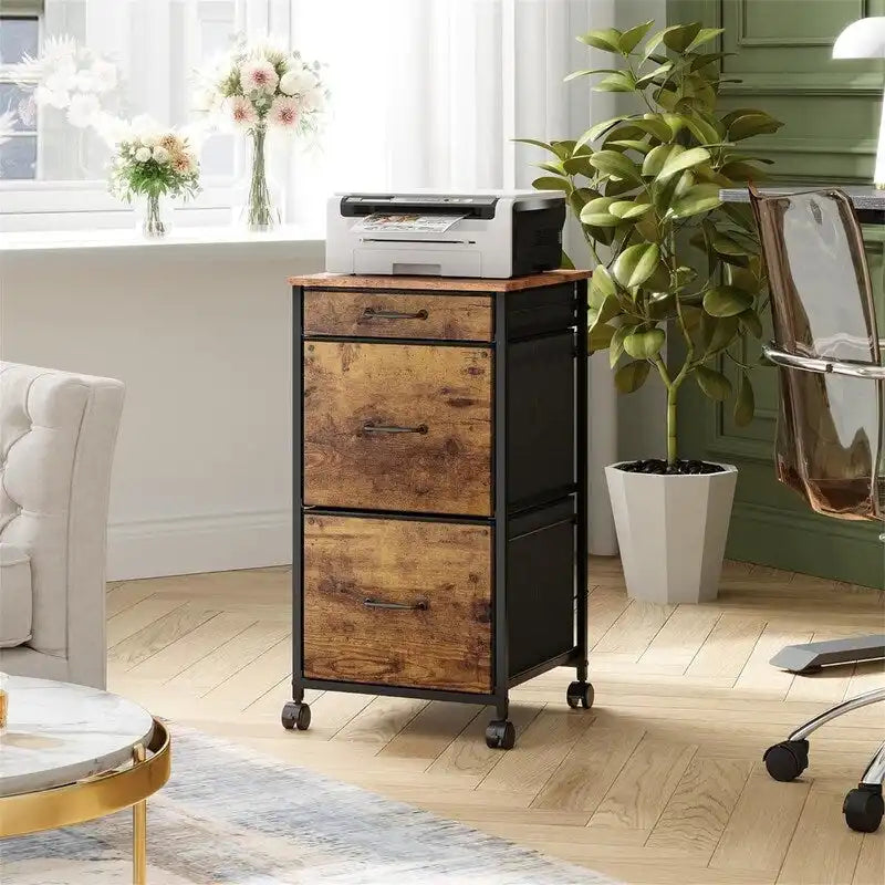 Commode à roulettes pour chambre avec 3 tiroirs - 15.7P x 15.4L x 29.5H