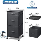 Commode à roulettes pour chambre avec 3 tiroirs - 15.7P x 15.4L x 29.5H