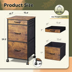 Commode à roulettes pour chambre avec 3 tiroirs - 15.7P x 15.4L x 29.5H