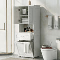 Meuble haut de salle de bain avec panier à linge, grand espace de rangement, panier à linge inclinable et meuble de rangement supérieur