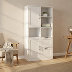 Meuble de rangement de salle de bain avec 2 portes, 2 tiroirs, étagère ouverte et étagère réglable
