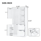 Meuble de rangement de salle de bain avec 2 portes, 2 tiroirs, étagère ouverte et étagère réglable