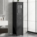 Meuble de salle de bain haut, meuble de rangement autonome avec tiroir et portes, porte en acrylique, étagère réglable