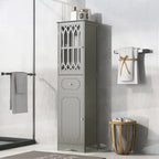 Meuble de salle de bain haut, meuble de rangement autonome avec tiroir et portes, porte en acrylique, étagère réglable