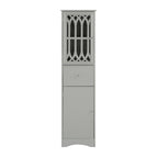 Meuble de salle de bain haut, meuble de rangement autonome avec tiroir et portes, porte en acrylique, étagère réglable