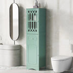 Meuble de salle de bain haut, meuble de rangement autonome avec tiroir et portes, porte en acrylique, étagère réglable