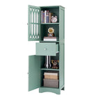 Meuble de salle de bain haut, meuble de rangement autonome avec tiroir et portes, porte en acrylique, étagère réglable