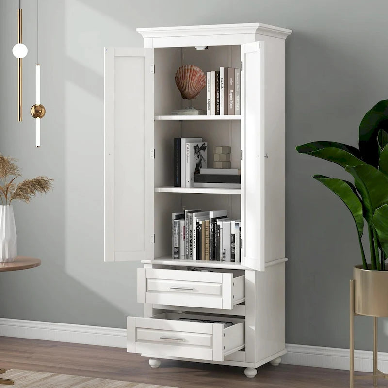 Armoire de rangement haute avec deux tiroirs