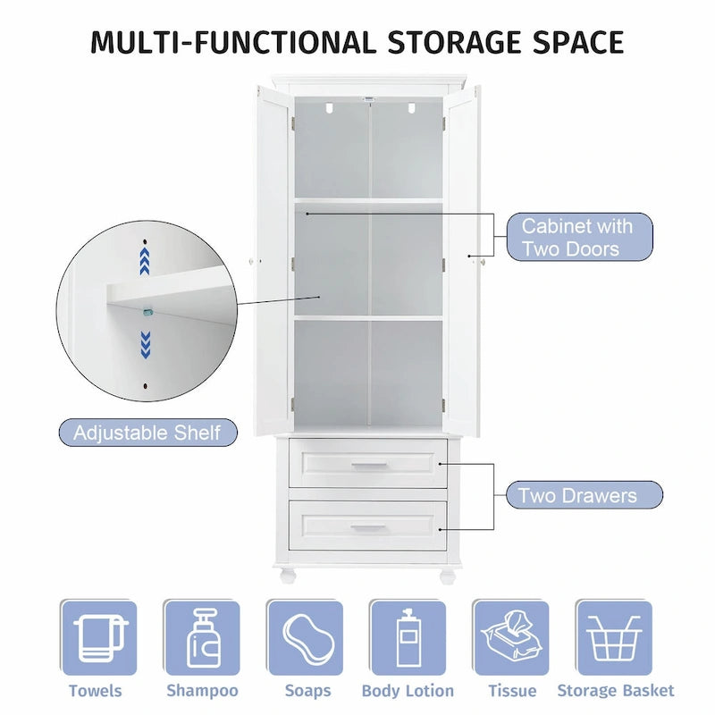 Armoire de rangement haute avec deux tiroirs