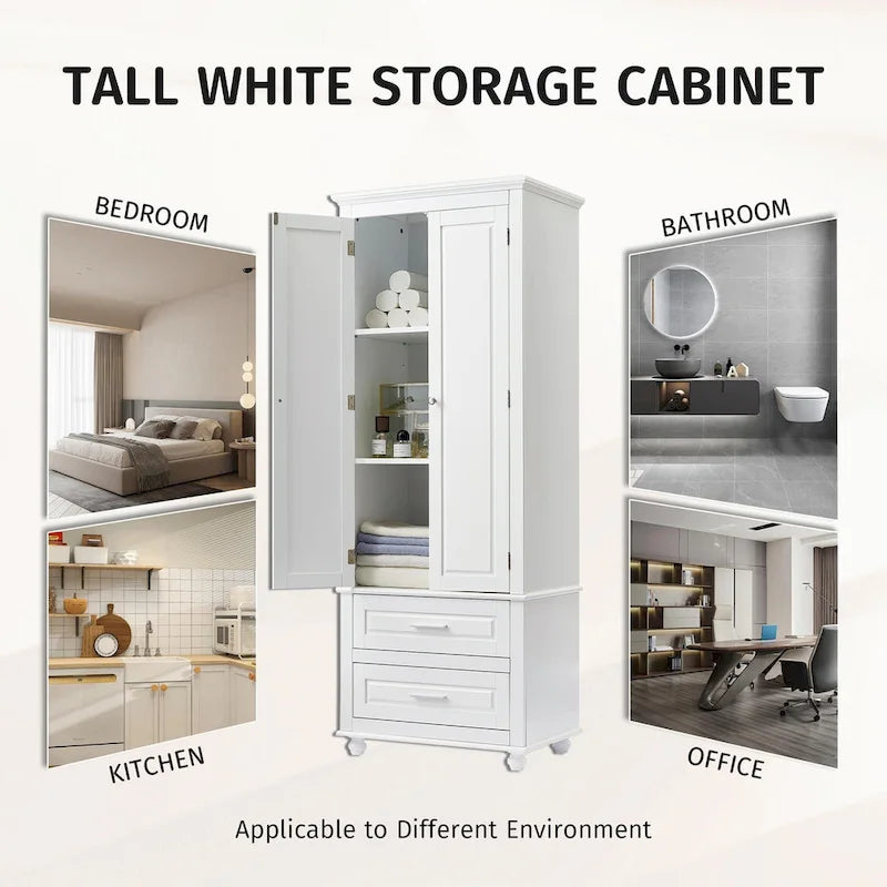 Armoire de rangement haute avec deux tiroirs