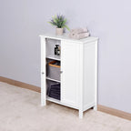 Meuble de rangement de salle de bain avec porte double et étagère réglable, Blanc