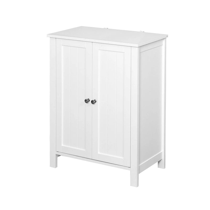 Meuble de rangement de salle de bain avec porte double et étagère réglable, Blanc